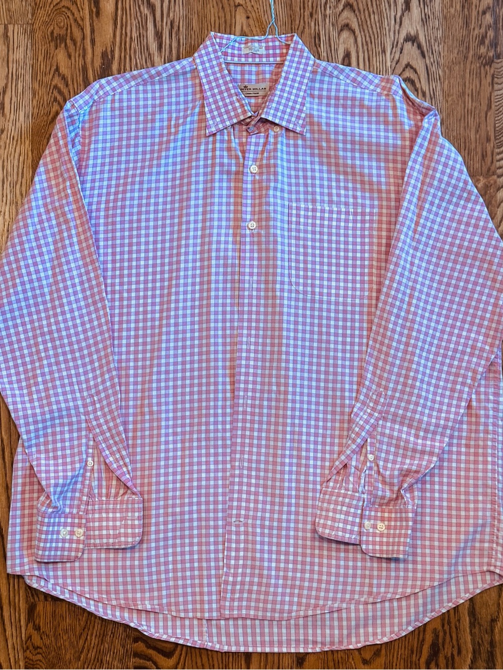 Peter Millar Pink and White Gingham Dress Shirt